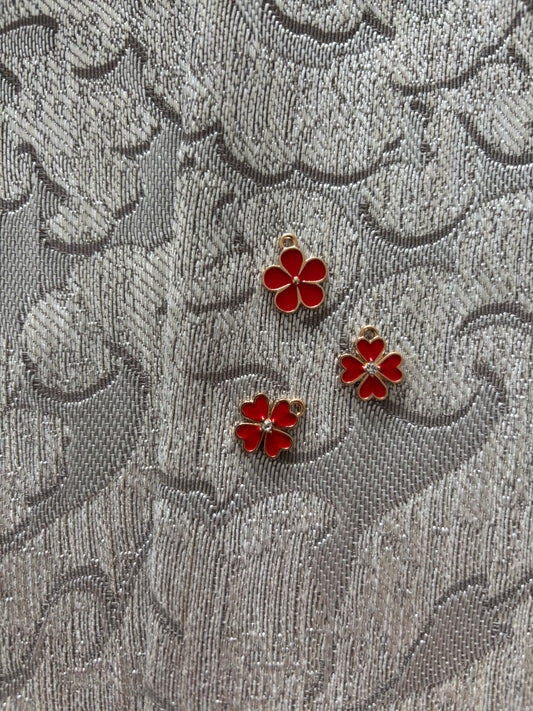 Breloque fleur rouge